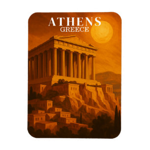 Vintage Athens Greece Travel Retro Magnet
