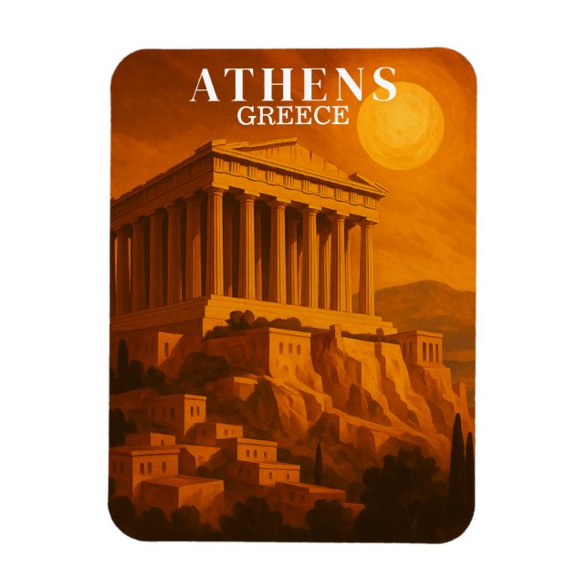 Vintage Athens Greece Travel Retro Magnet (Vertical)