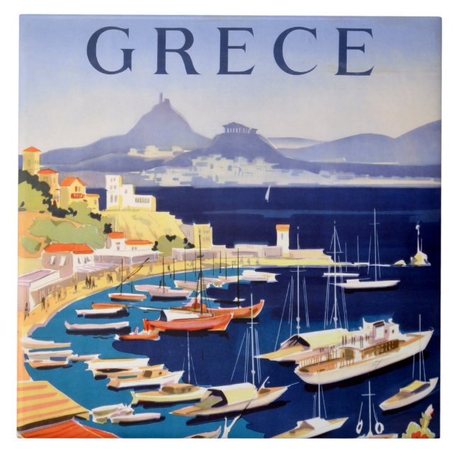 Vintage Athens Greece Travel Tile (Front)