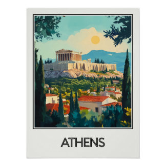 Vintage Athens poster, splendor of the Acropolis Poster