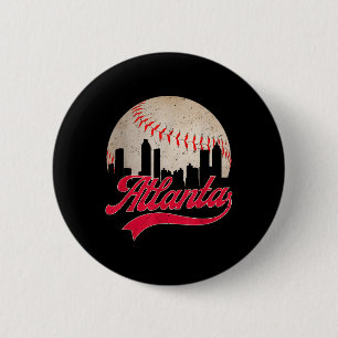 Vintage Atlanta Baseball Cityscape Lover Men Women 6 Cm Round Badge