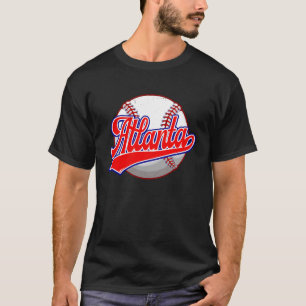 Vintage Atlanta Cityscape Baseball Player and Fan T-Shirt