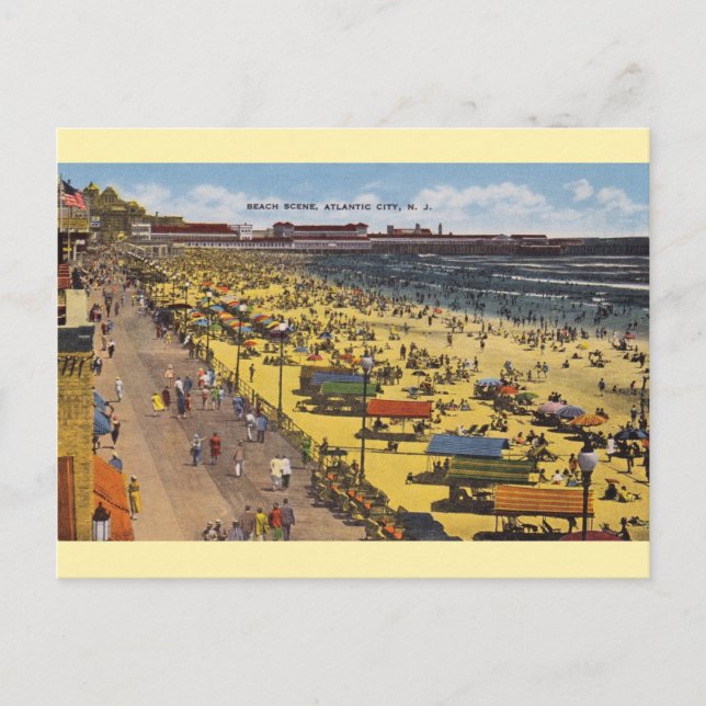 Vintage Atlantic City Beach Postcard (Front)