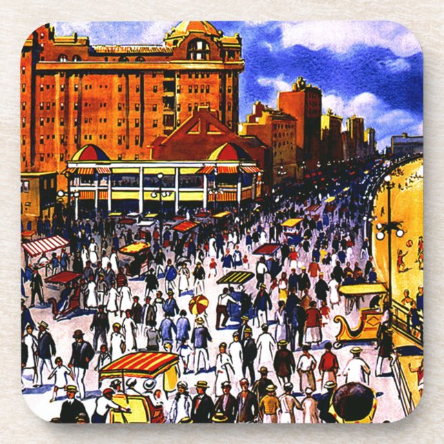 Vintage Atlantic City Train Travel Coaster (Front)