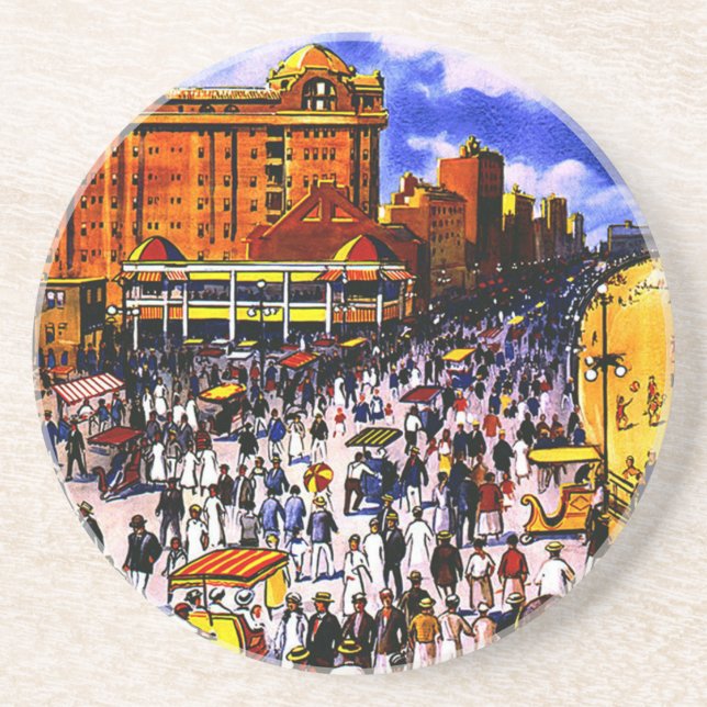 Vintage Atlantic City Train Travel Coaster (Front)