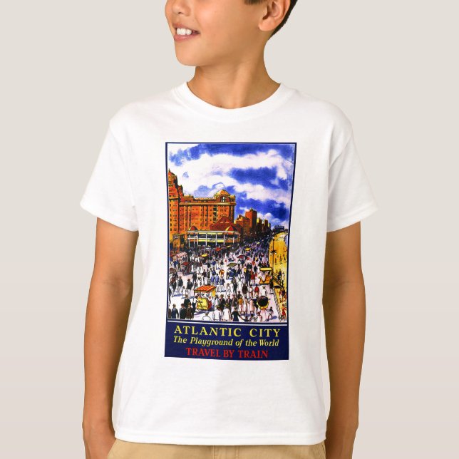 Vintage Atlantic City Train Travel T-Shirt (Front)