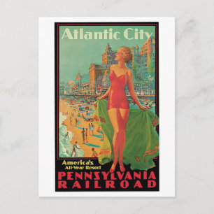 Vintage Atlantic City Travel Ad Postcard