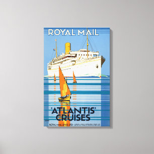 VINTAGE ATLANTIS OCEAN LINER TRAVEL CANVAS PRINT