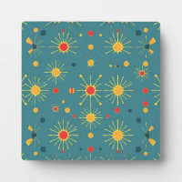 Vintage Atomic Burst Teal Pattern