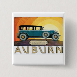 Vintage Auburn Motors Sunburst Ad 15 Cm Square Badge
