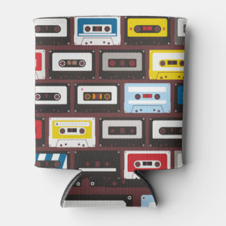 Vintage audio cassettes, seamless background. can cooler