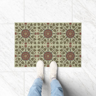 Vintage Audsley Tudor Rose Victorian Pattern Art Doormat