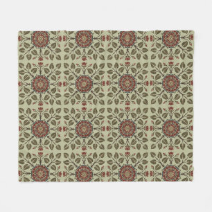 Vintage Audsley Tudor Rose Victorian Pattern Art Fleece Blanket