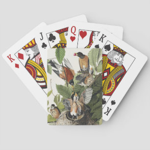 Vintage Audubon American Robin Bird Nest Art Playing Cards