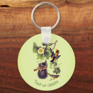 Vintage Audubon Birds Troupial Oriole Personalized Key Ring