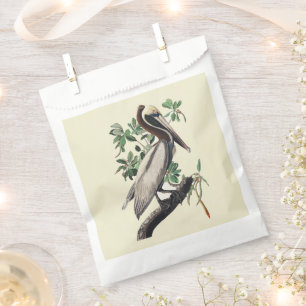 Vintage Audubon Brown Pelican Coastal Bird Art Favour Bags