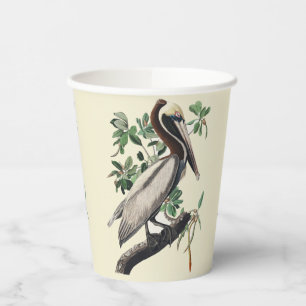 Vintage Audubon Brown Pelican Coastal Bird Art Paper Cups