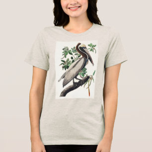 Vintage Audubon Brown Pelican Coastal Bird Art Tri-Blend Shirt