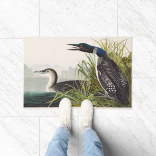 Vintage Audubon Common Loon Bird Nature Art Doormat