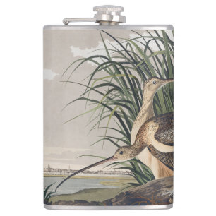 Vintage Audubon Long-billed Curlew Bird Art Hip Flask