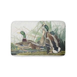 Vintage Audubon Mallard Duck Wildlife Art Bath Mat
