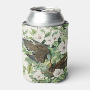 Vintage Audubon Mourning Dove Bird Flower Art Can Cooler