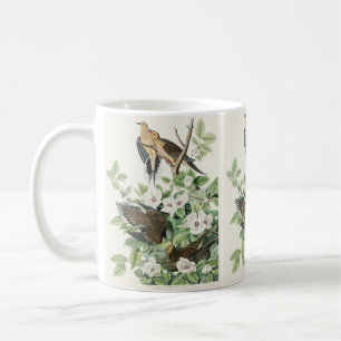 Vintage Audubon Mourning Dove Bird Flower Art Coffee Mug