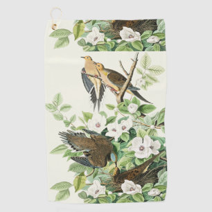 Vintage Audubon Mourning Dove Bird Flower Art Golf Towel