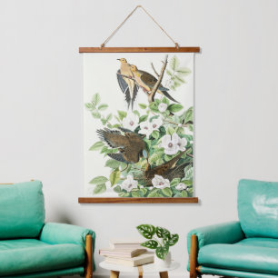 Vintage Audubon Mourning Dove Bird Flower Art Hanging Tapestry