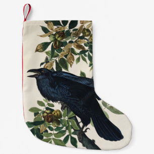 Vintage Audubon Raven Bird Nature Art Small Christmas Stocking