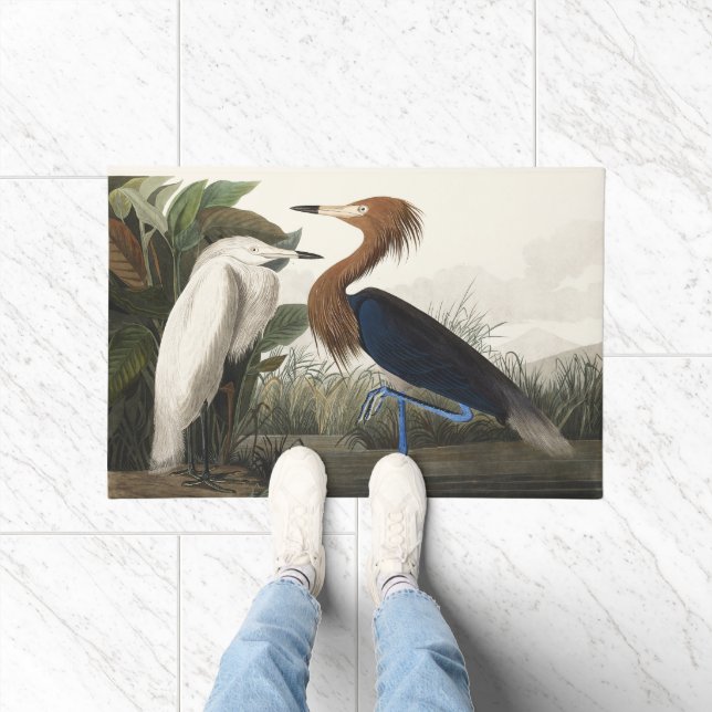 Vintage Audubon Reddish Egret Bird Art Doormat (Indoor)