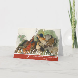 Vintage Audubon Ruffed Grouse Bird Nature Art Holiday Card