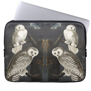 Vintage Audubon Snowy Owl Night Bird Art Laptop Sleeve