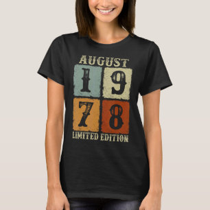 Vintage August 1978 44th Birthday 44 Year Old Men T-Shirt