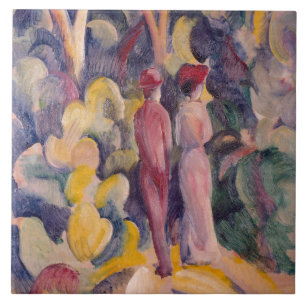 Vintage August Macke Couple on the Forest Track Tile