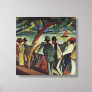 Vintage August Macke Walkers At The Lake Canvas Print