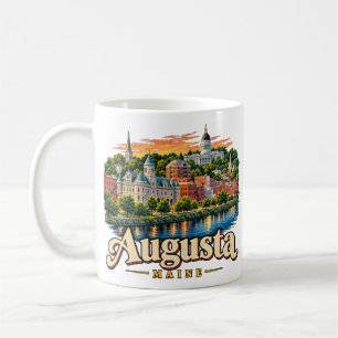 Vintage Augusta Maine Travel Art Landmark Coffee Mug
