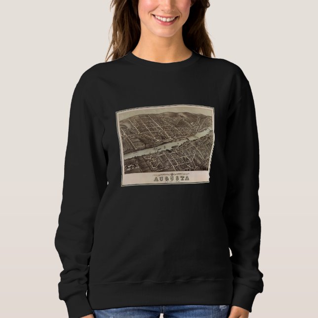 Vintage Augusta ME Map  1878  Sweatshirt (Front)