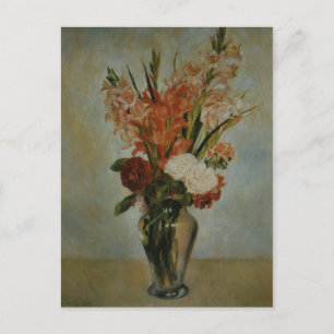 Vintage Auguste Renoir Pink Red Green Gladioli Holiday Postcard