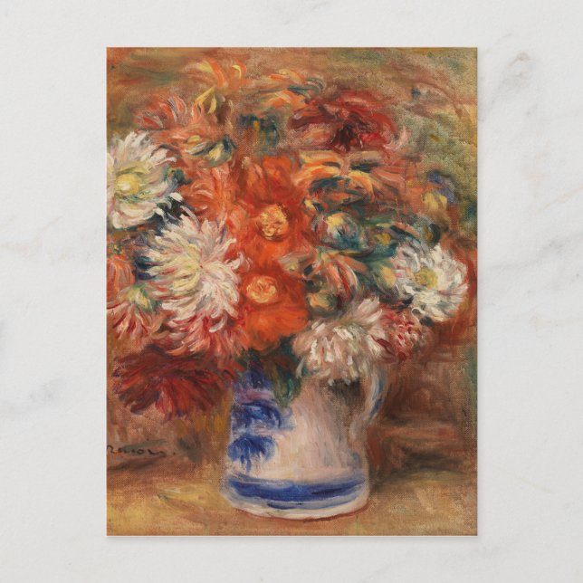 Vintage Auguste Renoir Yellow Pink Red Bouquet Postcard (Front)