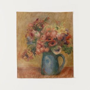 Vintage Auguste Renoir Yellow Pink Vase of Flowers Tapestry