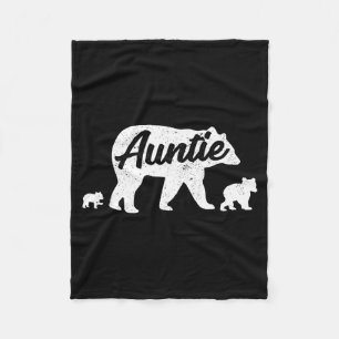 Vintage auntie aunt bear with 2 cub mother's day fleece blanket