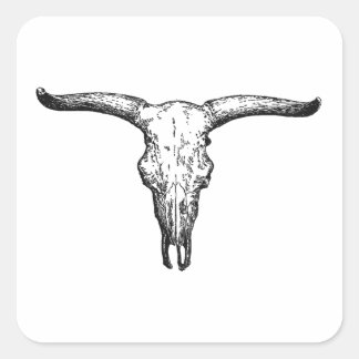 Vintage Aurochs Skull Illustration Square Sticker