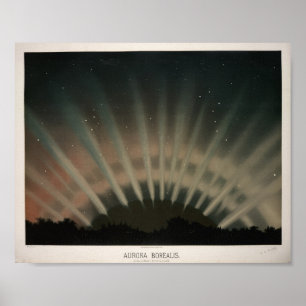 Vintage Aurora Borealis Illustration Poster