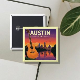 Vintage Austin Texas 15 Cm Square Badge