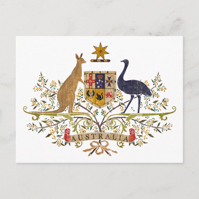 Vintage Australia Coat Of Arms Postcard (Front)