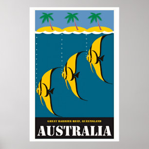 Vintage Australia Travel Illustration Poster