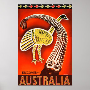 Vintage Australia Travel Poster Aboriginal Art