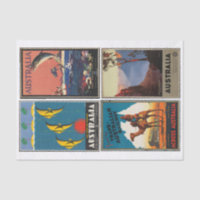 Vintage Australia Travel Posters Decoupage Collage