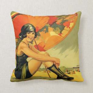 Vintage Australian Beach Poster Cushion